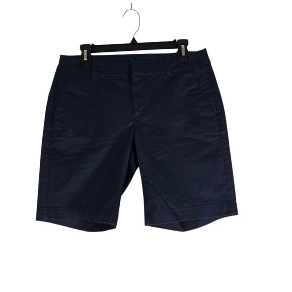 J. Crew Factory Pants - J.Crew Chino Shorts Womens 6 Solid Navy Blue Flat Front 8.5" Inseam Cotton Blend